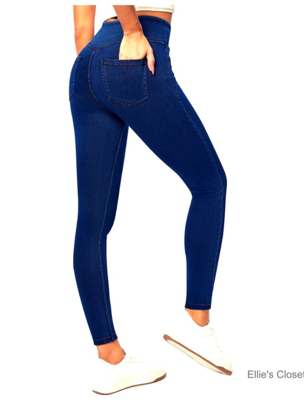 High Waist Pull On Jeggings Tummy Control Skinny Jeans Leggings with Pockets